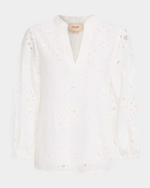 Rylie Eyelet Embroidered Long-Sleeve Top